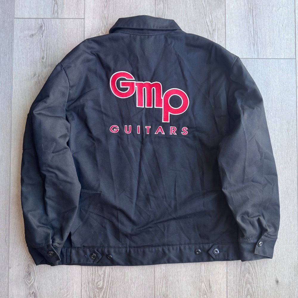 Vintage 90s Dickies GMP Guitars Workwear Jacket Black XL Quilted Eisenhower